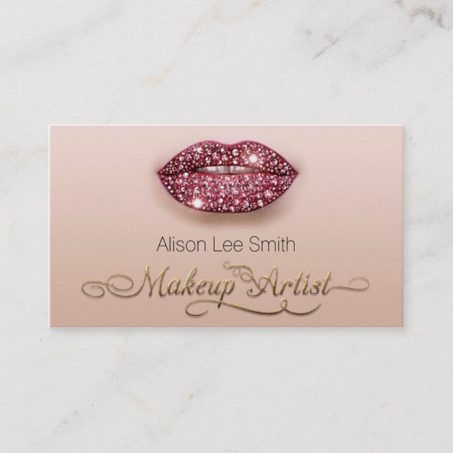 Carte De Visite Makeup Artist/Diamonds Sparkle Lips (Devant)