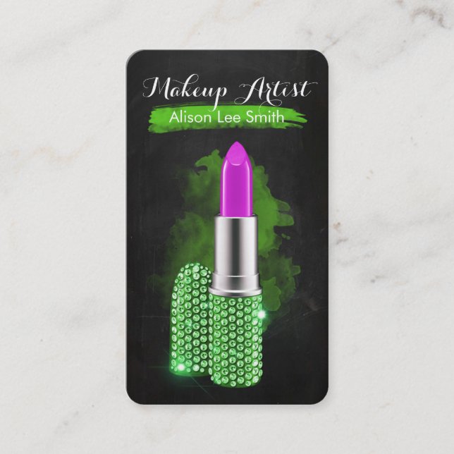 Carte De Visite Makeup Artist/Diamonds Sparkle Lipstick (Devant)