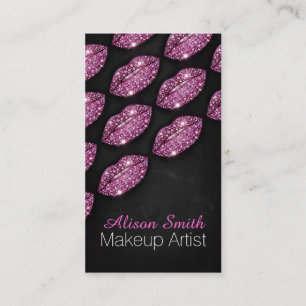 Carte De Visite Makeup Artist/Pink Diamonds Sparkle Lips