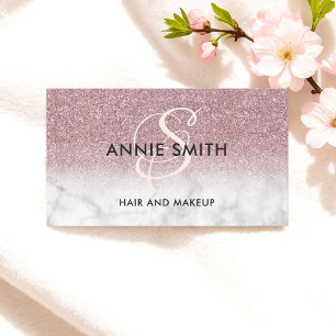 Carte De Visite Makeup Monogramme Marbre Rose Or Paillettes Ombre