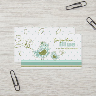 Carte De Visite Maman Bleue Fantaisiste et Tourbillons de Damas Oi
