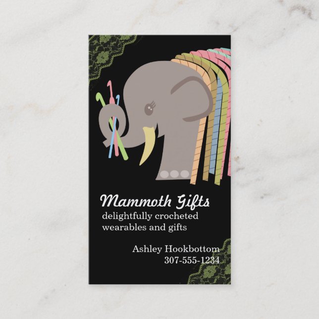 Carte De Visite Mammouth laineux d'éléphant de fil de crochets de (Devant)