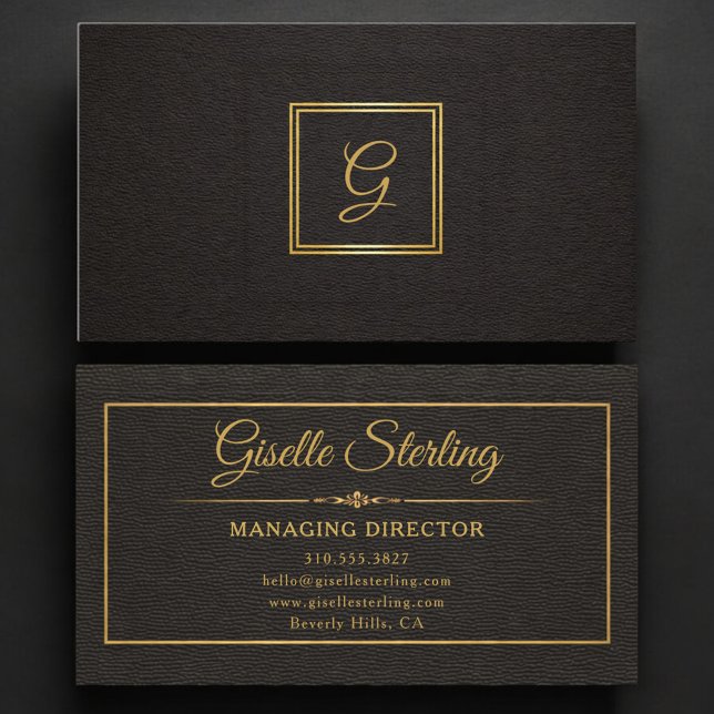 Carte De Visite Managing Director Monogrammed Gold Black (Créateur téléchargé)