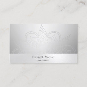 Carte De Visite Mandala Argent Moderne Élégant Lumineux