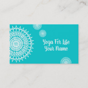 Carte De Visite Mandala Blanc Sur Turquoise