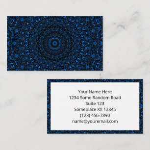 Carte De Visite Mandala bleu azur avec symétrie hypnotique