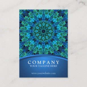 Carte De Visite Mandala bleu et vert de gemmes