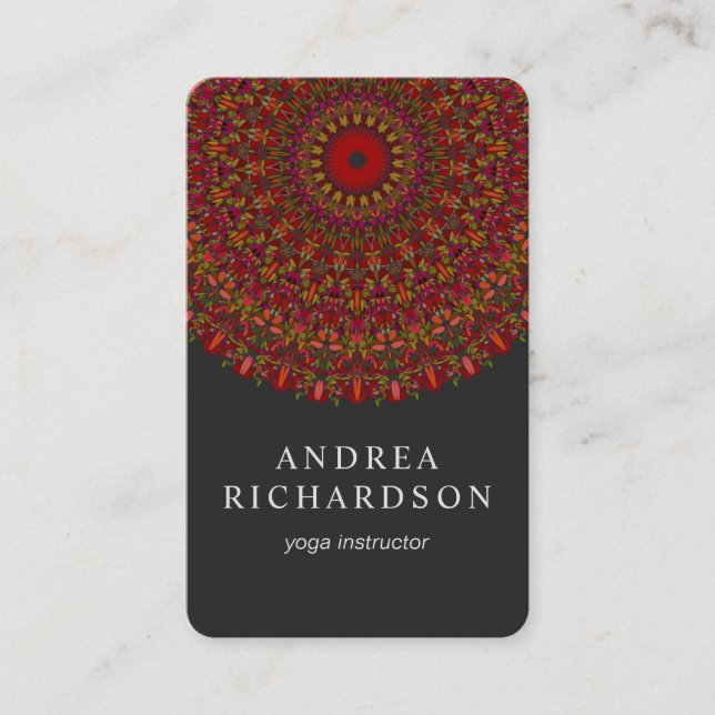 Carte De Visite Mandala coloré de fleur (Devant)