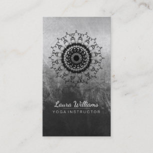 Carte De Visite Mandala Damask Lotus Flower Méditation noir blanc