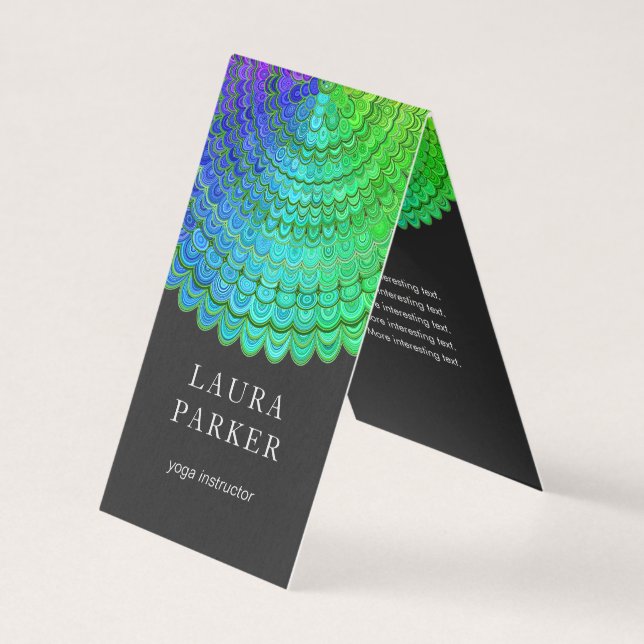 Carte De Visite Mandala de fleur d'arc-en-ciel (Devant)