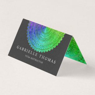 Carte De Visite Mandala de fleur d'arc-en-ciel