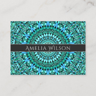Carte De Visite Mandala de fleur de turquoise