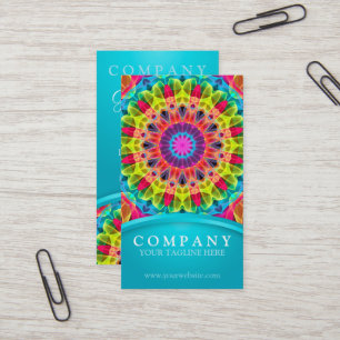 Carte De Visite Mandala de fleur d'énergie - jaune/orange