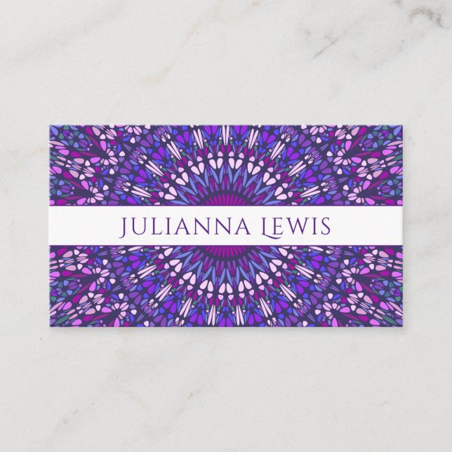 Carte De Visite Mandala de Gravel aux couleurs violettes (Devant)