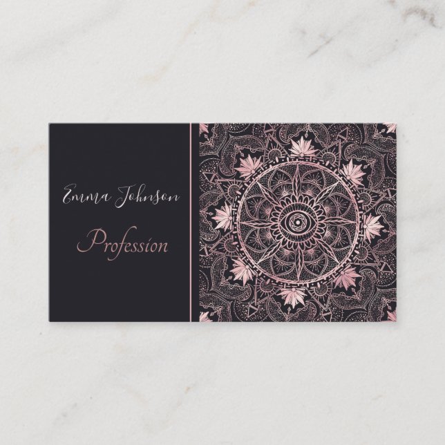 Carte De Visite Mandala de l'oeil rose noir (Devant)