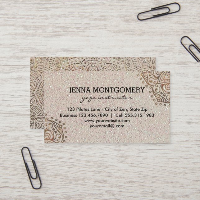 Carte De Visite Mandala d'or des parties scintillantes | Boho de (Devant/Arrière en situation)