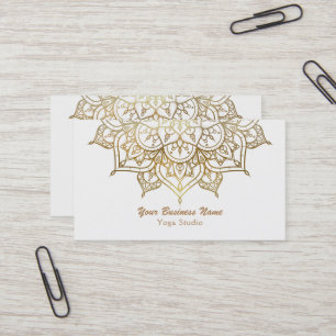 Carte De Visite Mandala doré Yoga moderne chic et classe