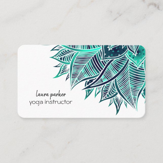 Carte De Visite Mandala Elegant Boho Paisley Floral Art Turquoise  (Devant)