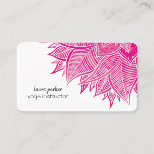 Carte De Visite Mandala Elegant Boho Paisley Floral Pink Art Yoga