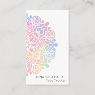 Carte De Visite Mandala en pastel d'arc-en-ciel de la géométrie
