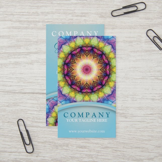 Carte De Visite Mandala en verre d'arc-en-ciel (Devant/Arrière en situation)