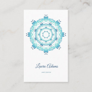 Carte De Visite mandala ethnique turquoise. Texte. ]Carte de visit