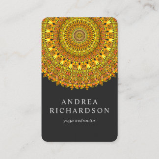 Carte De Visite Mandala fleuri floral dans des tons oranges et