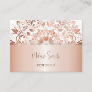 Carte De Visite Mandala floral d'or rose