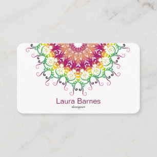Carte De Visite Mandala floral ethnique.