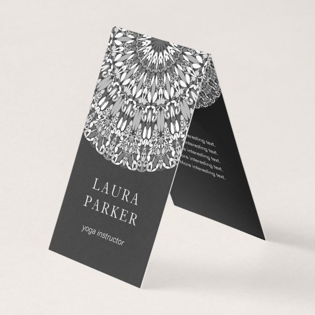 Carte De Visite Mandala floral noir et blanc (Devant)