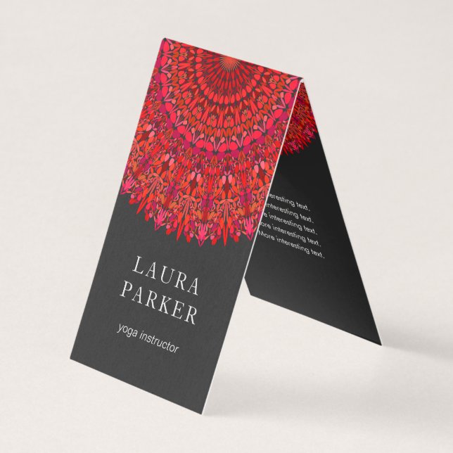 Carte De Visite Mandala floral rouge (Devant)