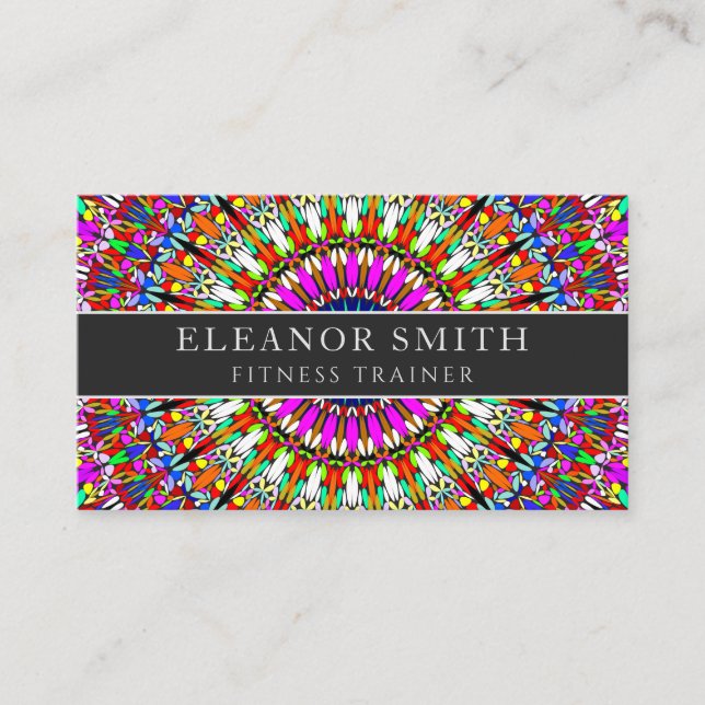 Carte De Visite Mandala géométrique floral coloré (Devant)