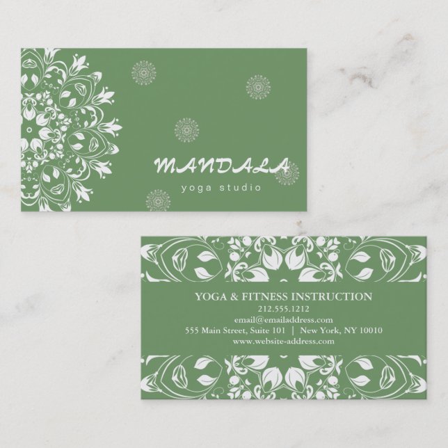 CARTE DE VISITE MANDALA LOGO CUSTOMISÉ YOGA INSTRUCTEUR (Devant / Derrière)