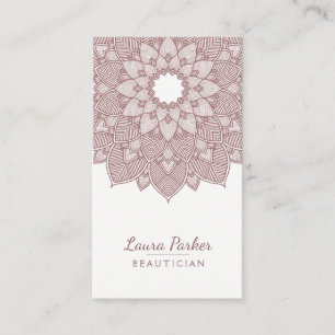 Carte De Visite Mandala Lotus Fleur Yoga Wellness Méditation Rose