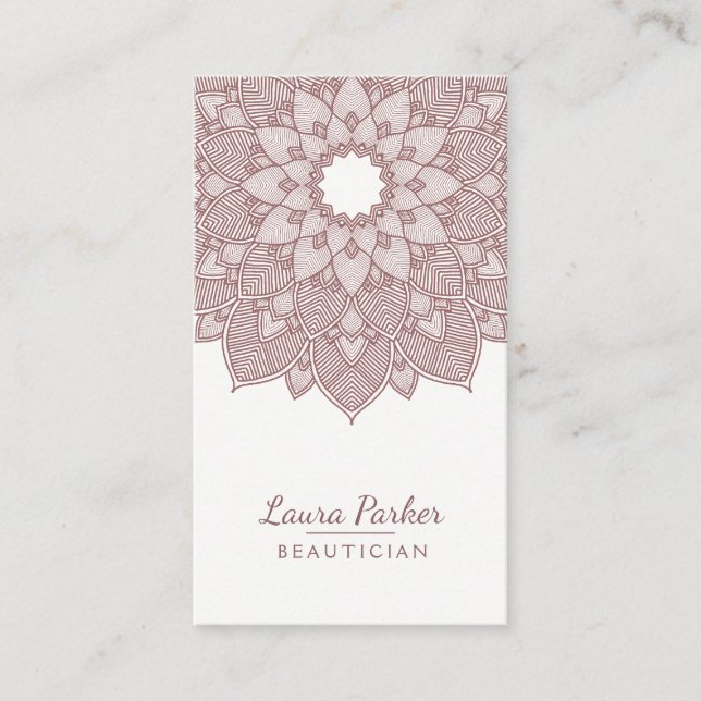 Carte De Visite Mandala Lotus Fleur Yoga Wellness Méditation Rose (Devant)