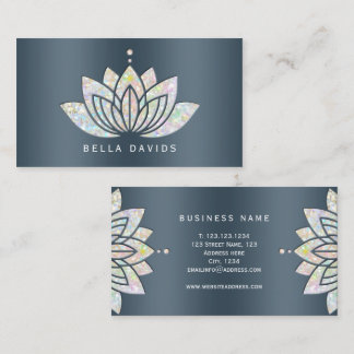 Carte De Visite Mandala Lotus Floral Professeur de Yoga Bleu Sarce