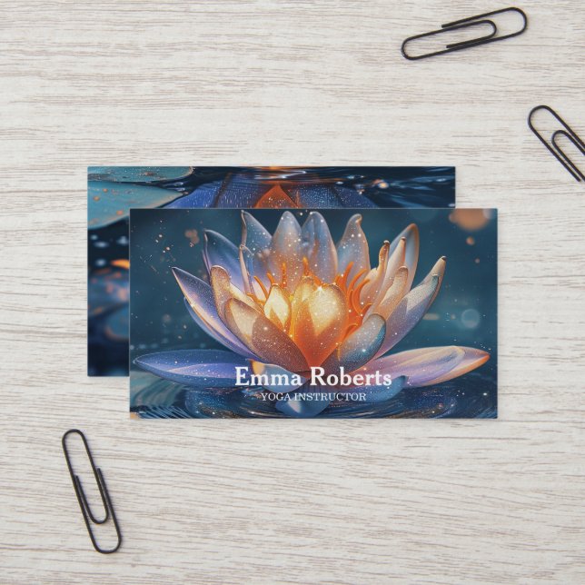 CARTE DE VISITE MANDALA LOTUS INSTRUCTEUR YOGA CUSTOMISÉ (Devant/Arrière en situation)