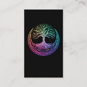 Carte De Visite Mandala Moon Reiki Master Yoga Médaille Arbre
