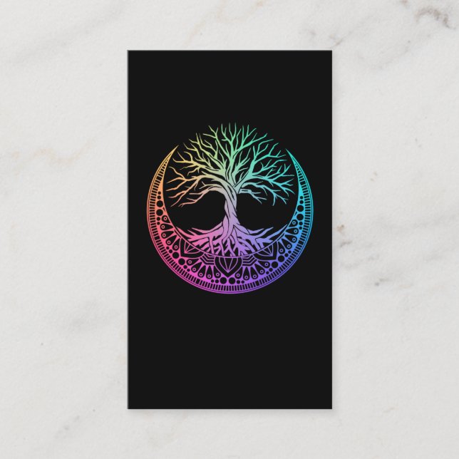 Carte De Visite Mandala Moon Reiki Master Yoga Médaille Arbre (Devant)