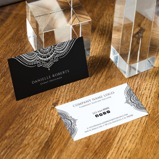 Carte De Visite Mandala noir et blanc inversé couleurs (Créateur téléchargé)