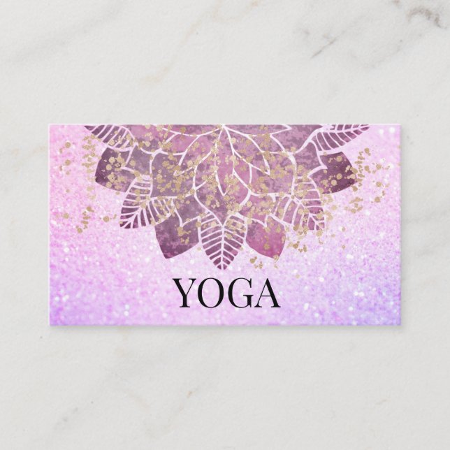 Carte De Visite *~* Mandala Parties scintillant rose or Yoga spiri (Devant)