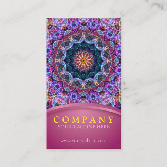 Carte De Visite Mandala pourpre de Lotus avec le rose (Devant)