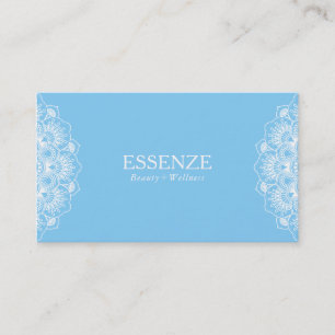 Carte De Visite Mandala réversible floral bleu et blanc