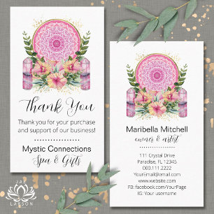 Carte De Visite Mandala Rose Cristaux Yoga Reiki Spa Merci