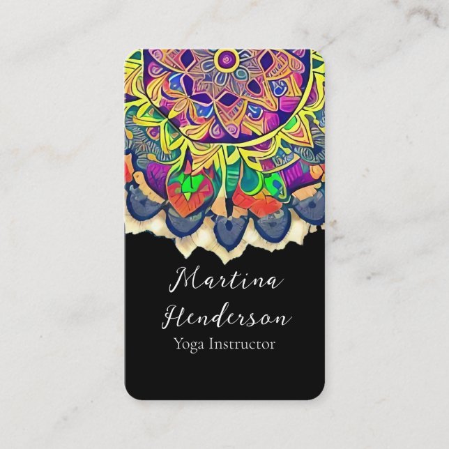 Carte de visite Mandala rouge et vert (Devant)