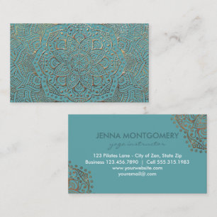 Carte De Visite Mandala turquoise élégant d'or de Boho  