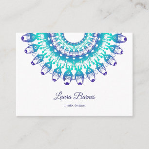 Carte De Visite mandala turquoise ethnique. Texte