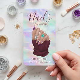 Carte De Visite Manicurist Artist Nail Art Studio Stylish Opal