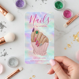 Carte De Visite Manicurist Artist Stylish Nail Salon Chic Opal