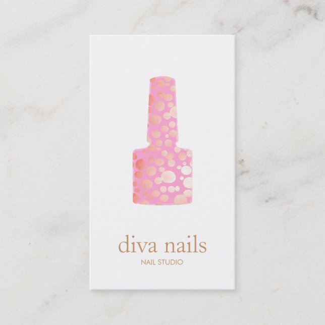 Carte De Visite Manicuriste Clou rose Polonais Bouteille Clou Logo (Devant)